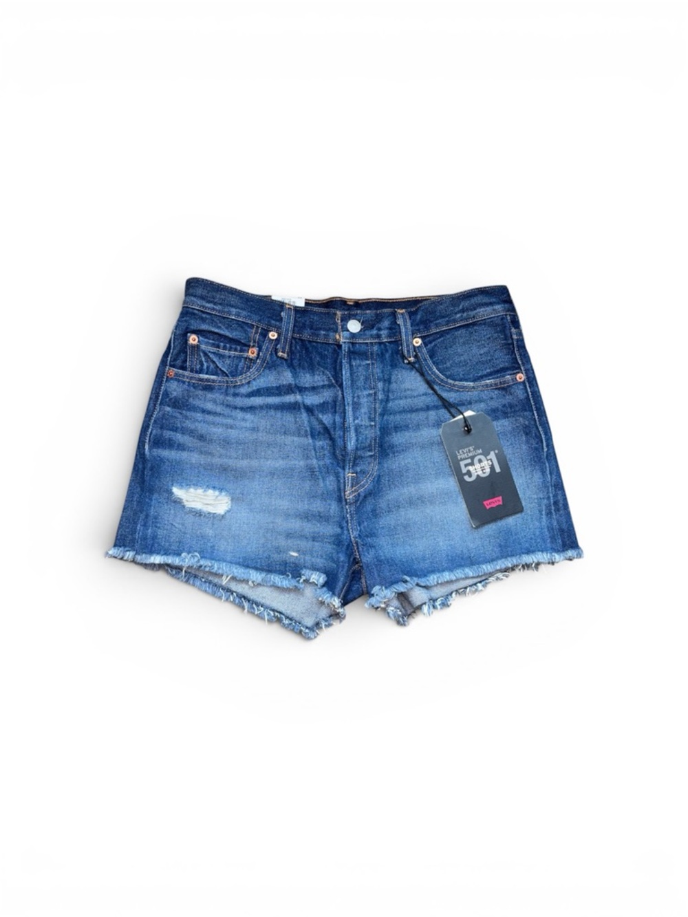 Levi's Distressed High-Rise Jean Shorts - Blue